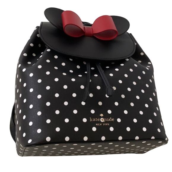 New Kate Spade Disney x Kate Spade New York Minnie Mouse Backpack/Leather/Black
